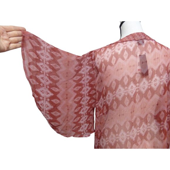 Steve Madden  Printed Short Sleeve Kimono, OS, Terracotta - Picture 8 of 8